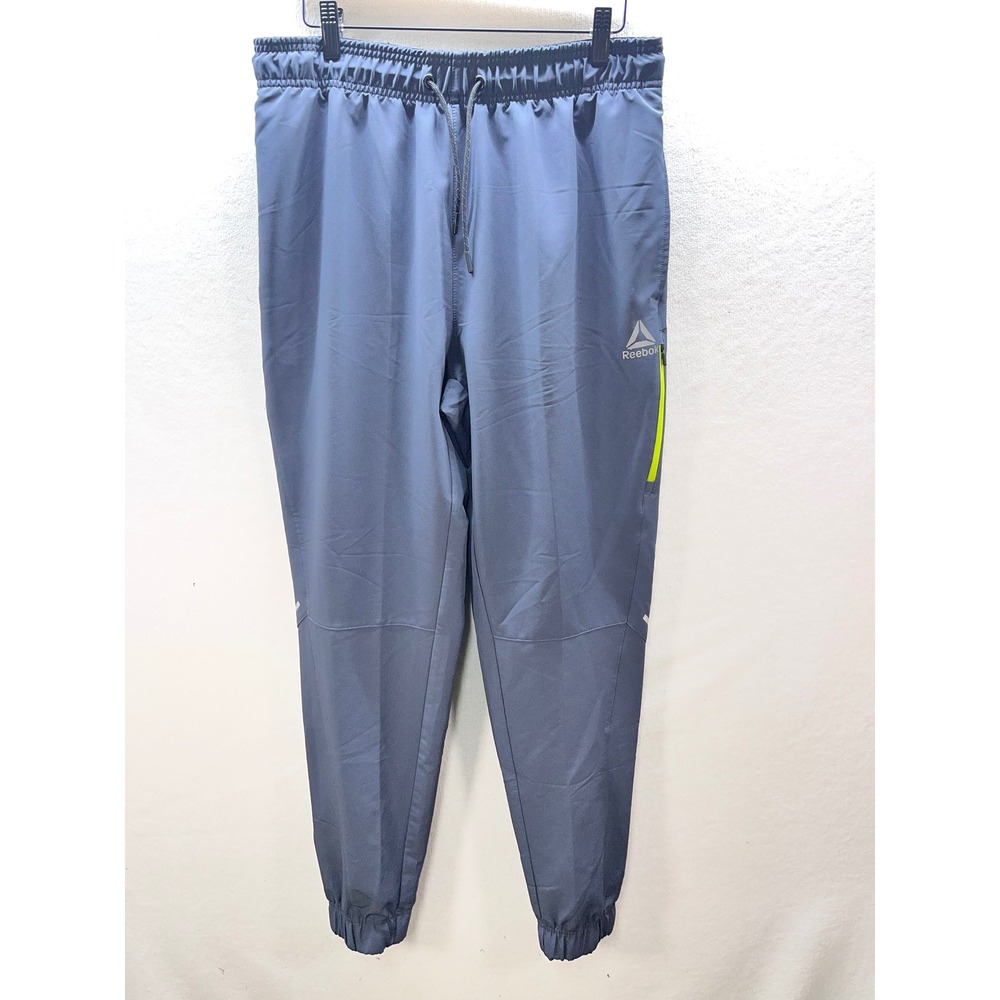 Reebok Woven Slim Track Pants Joggers‎ Mens M Blue Gray Stretch Drawstring 3201